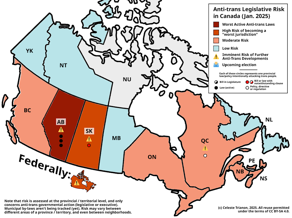 Trans activist and jurist, Celeste Trianon, keeps tabs and updates the trans community on provinces at risk of anti-trans legislation.