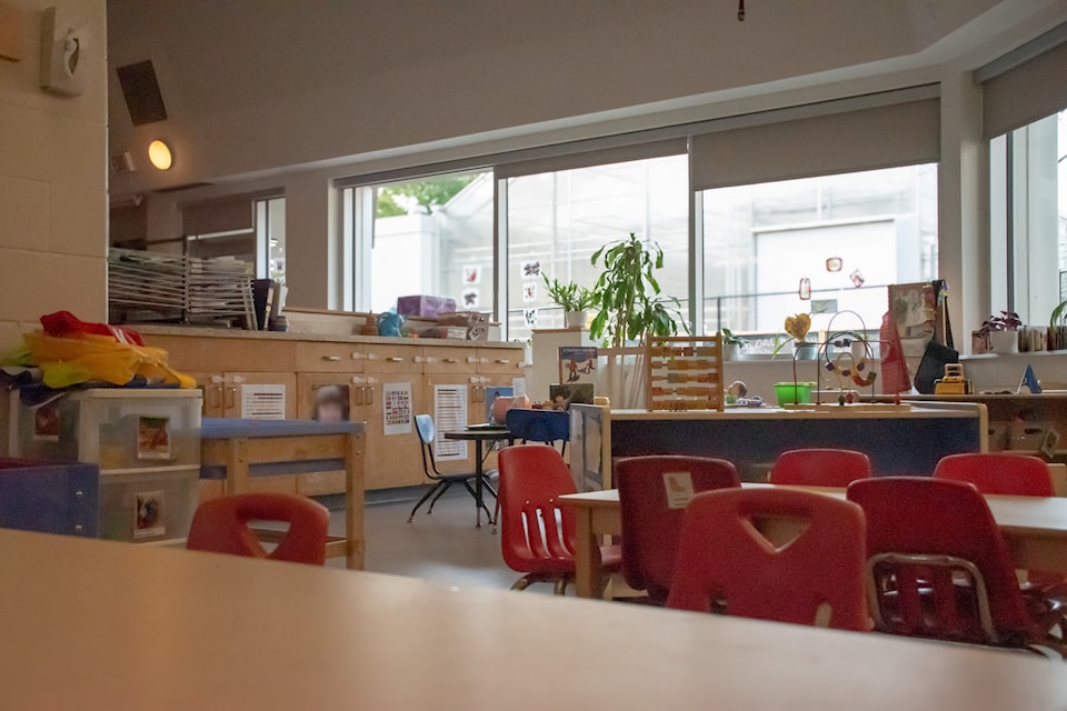 A picture of an empty classroom in the Humber Child Development Centre, located in the JX building in North campus.