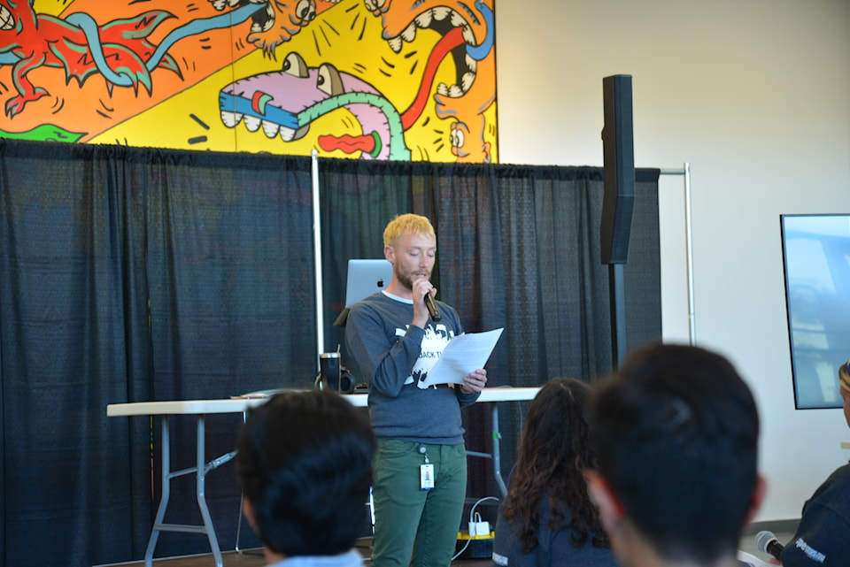 Humber associate dean giving a speech.