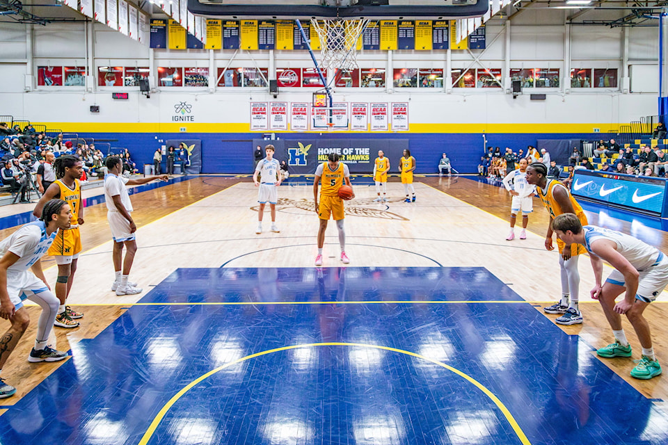 Malik Grant up for a free throw against Lambton College on Dec. 1.