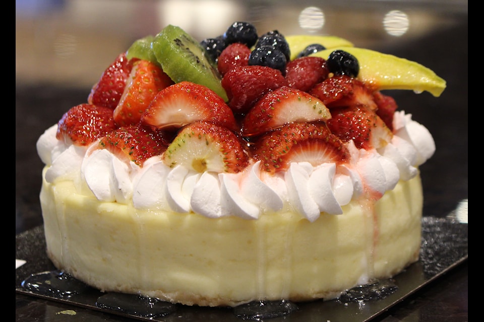 A close up photo of a fruit cheesecake from Loblaws.