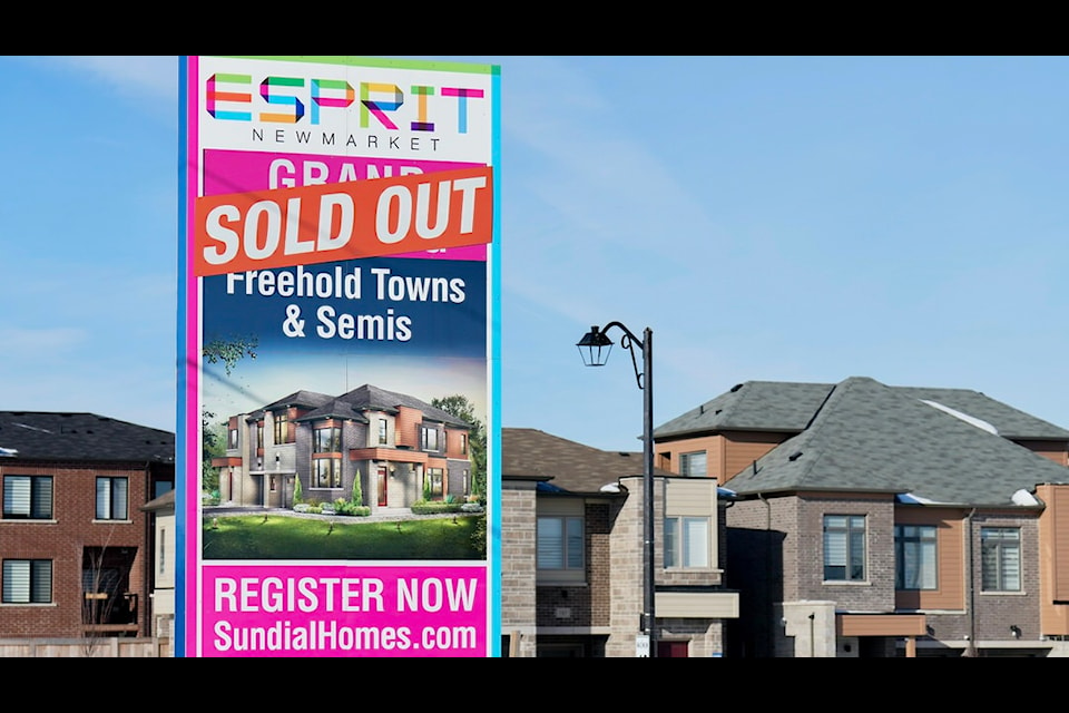 New homes under construction are selling out in a housing development in Newmarket, Ont., on Feb. 20, 2024. A recent survey showed a majority of Canadians don't think provincial governments and Ottawa aren't doing enough.