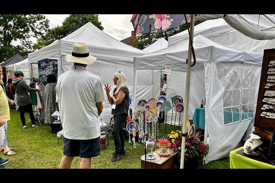 Vendors set up their merchandise in personal spaces at the Beaches Arts and Crafts Show.