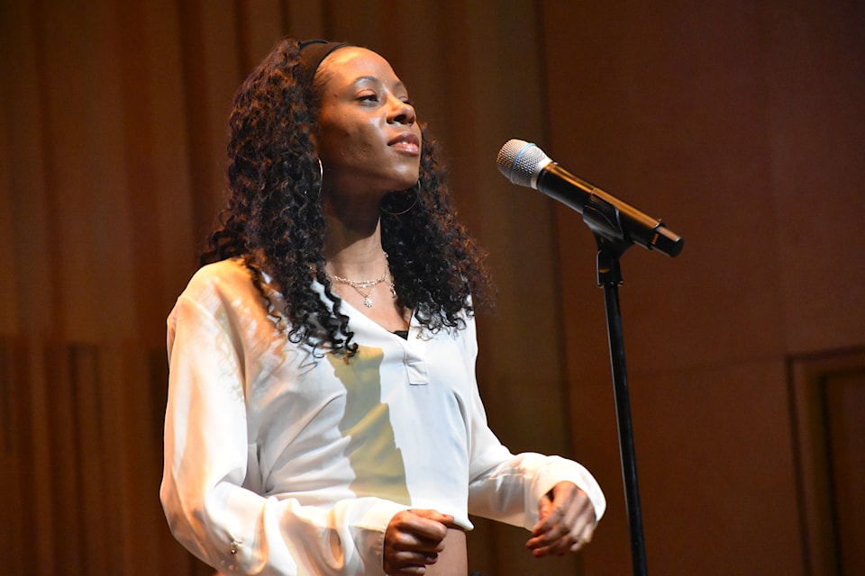 Kismet Cooper, lead vocalist of the Humber Afro-Caribbean Jazz ensemble, performing her original arrangement, Slow Wine.